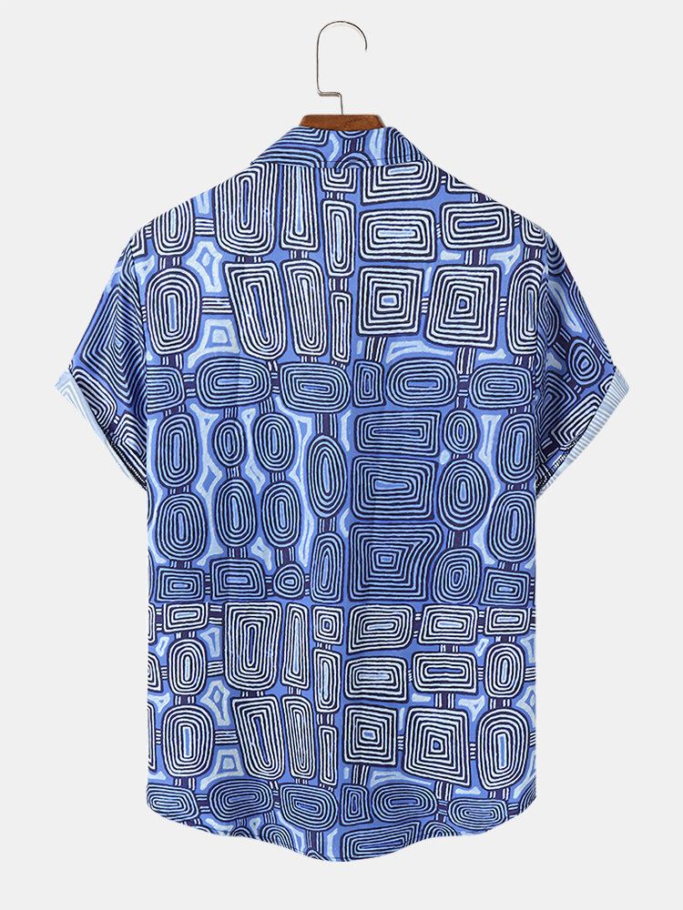 Mænd Hoop Geometrisk Print Kortærmede Casual Skjorter