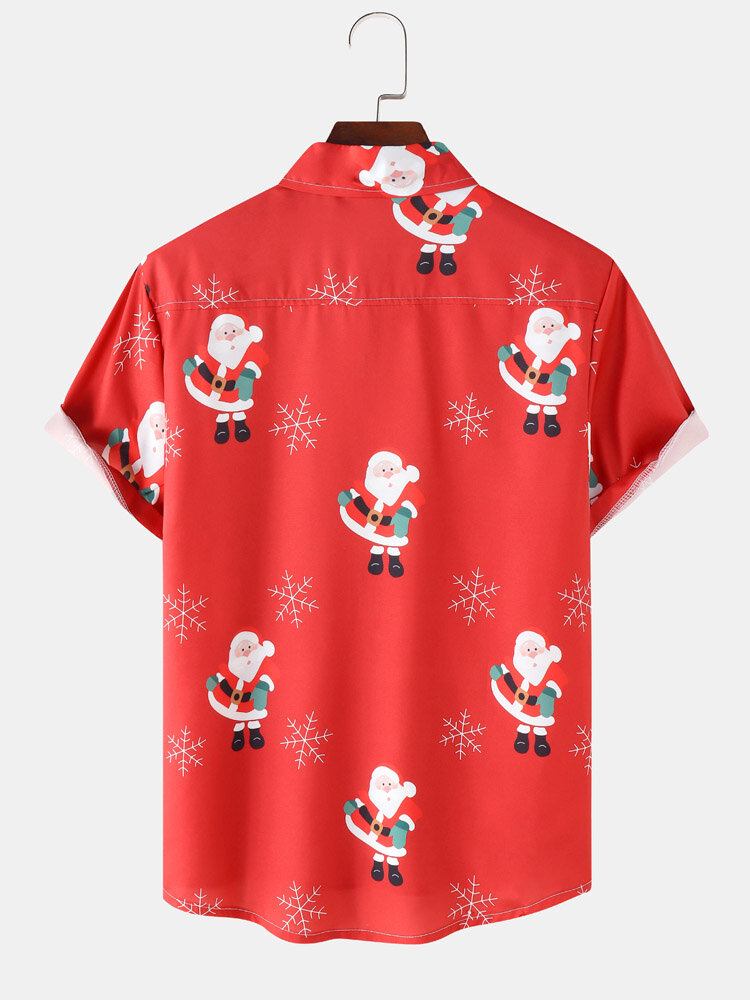 Mænd Jul Santa Snow Digital Printede Casual Short Shirts