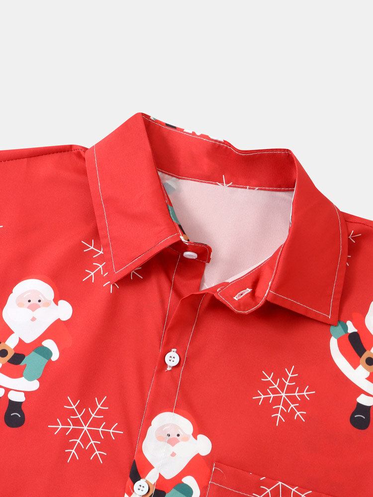 Mænd Jul Santa Snow Digital Printede Casual Short Shirts