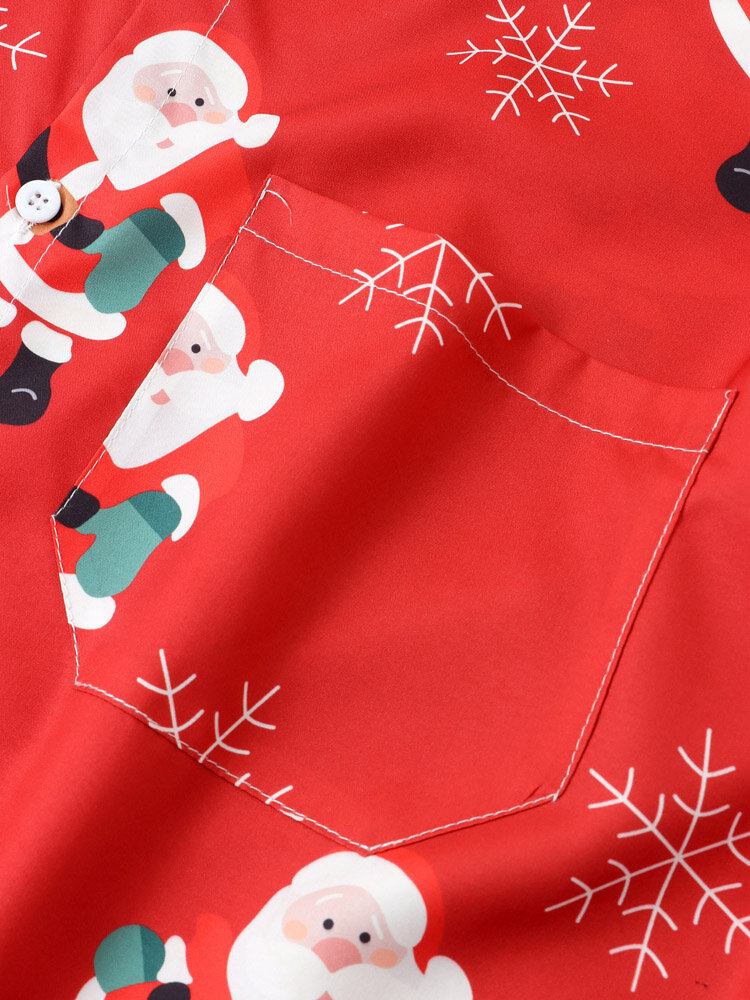 Mænd Jul Santa Snow Digital Printede Casual Short Shirts