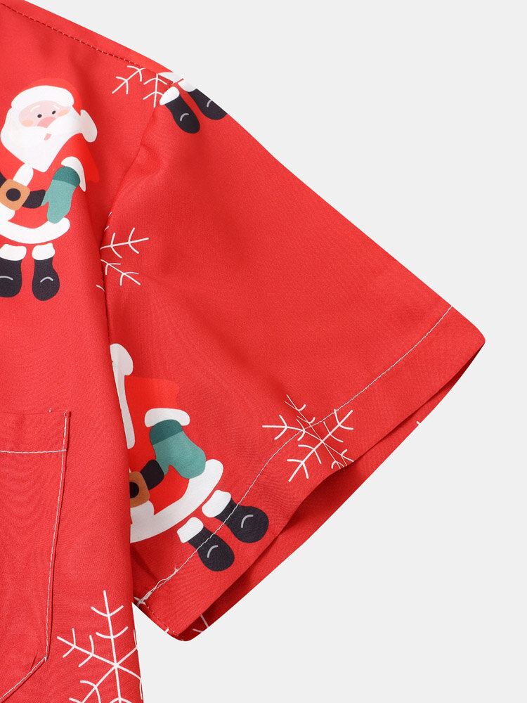 Mænd Jul Santa Snow Digital Printede Casual Short Shirts