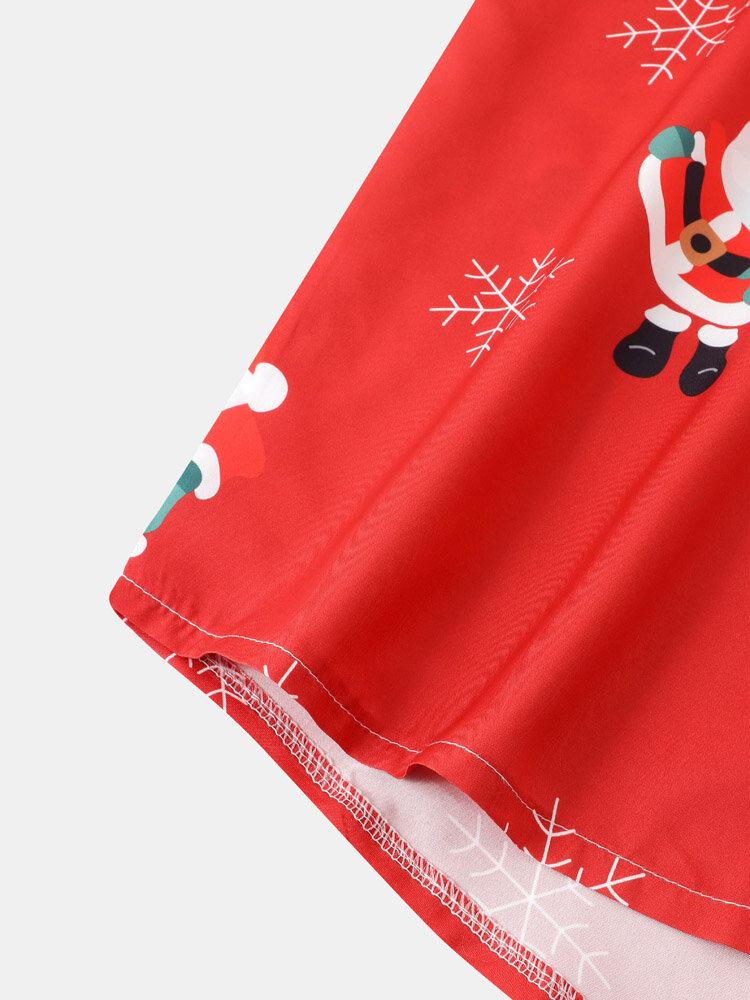 Mænd Jul Santa Snow Digital Printede Casual Short Shirts