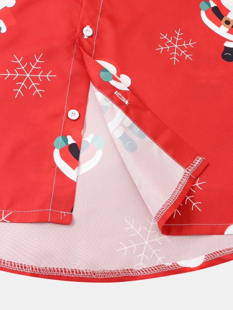 Mænd Jul Santa Snow Digital Printede Casual Short Shirts