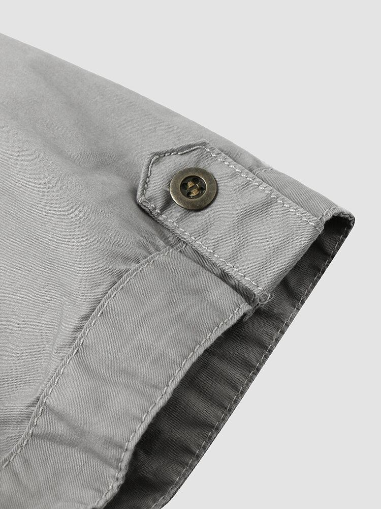 Mænd Plain Color Flad Pocket Button Kortærmede Casual Skjorter