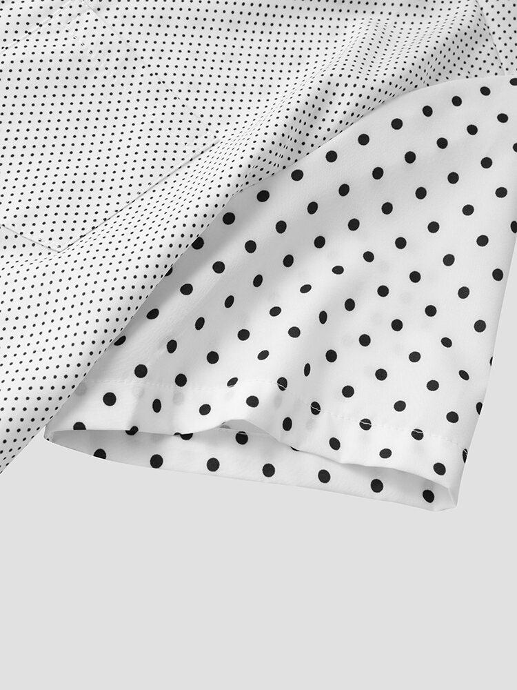 Mænd Polka Dot Patchwork Bløde Åndbare Yndefulde Fritidsskjorter