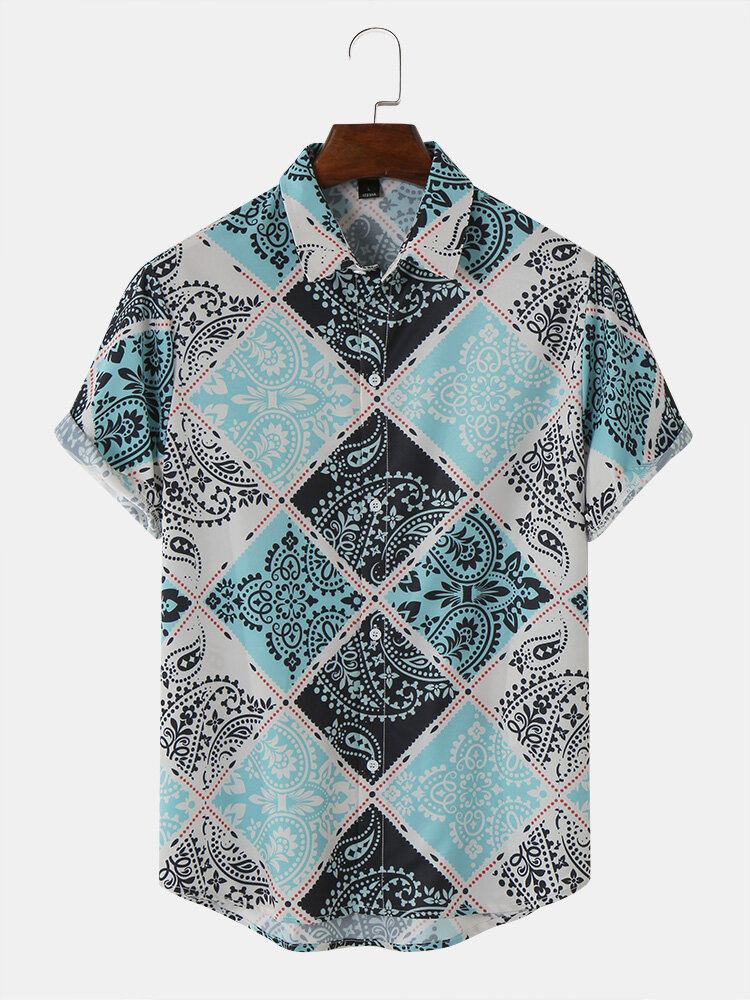 Mænd Tørklæde Paisley Print Kortærmede Casual Skjorter