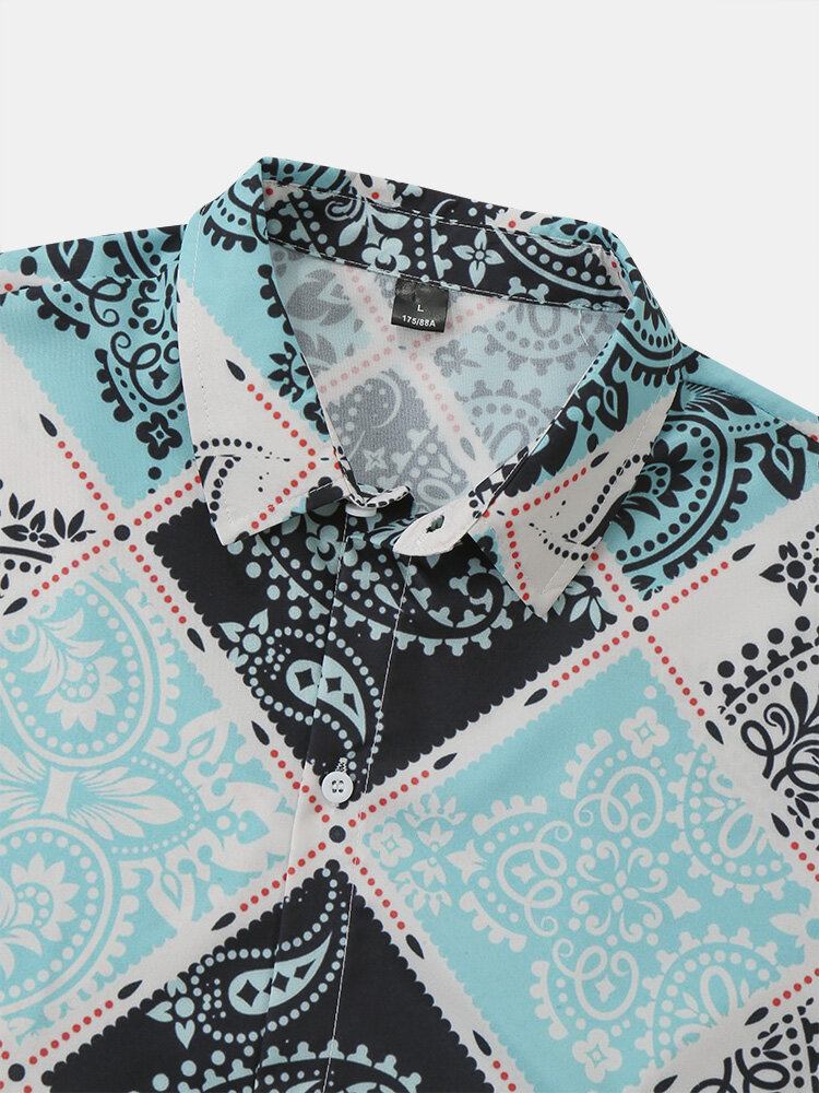 Mænd Tørklæde Paisley Print Kortærmede Casual Skjorter