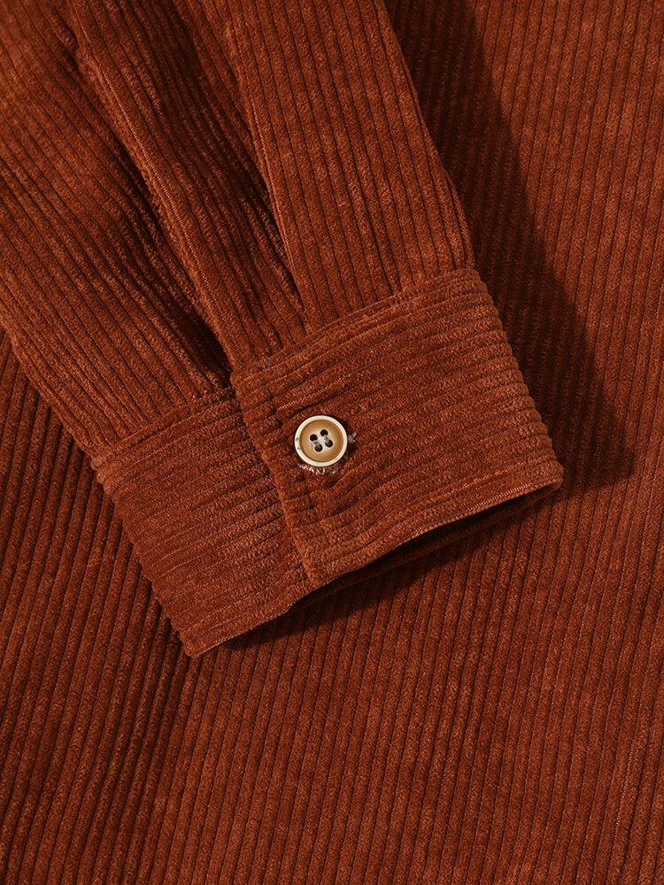 Mænds Casual Corduroy Pocket Color Block-skjorter