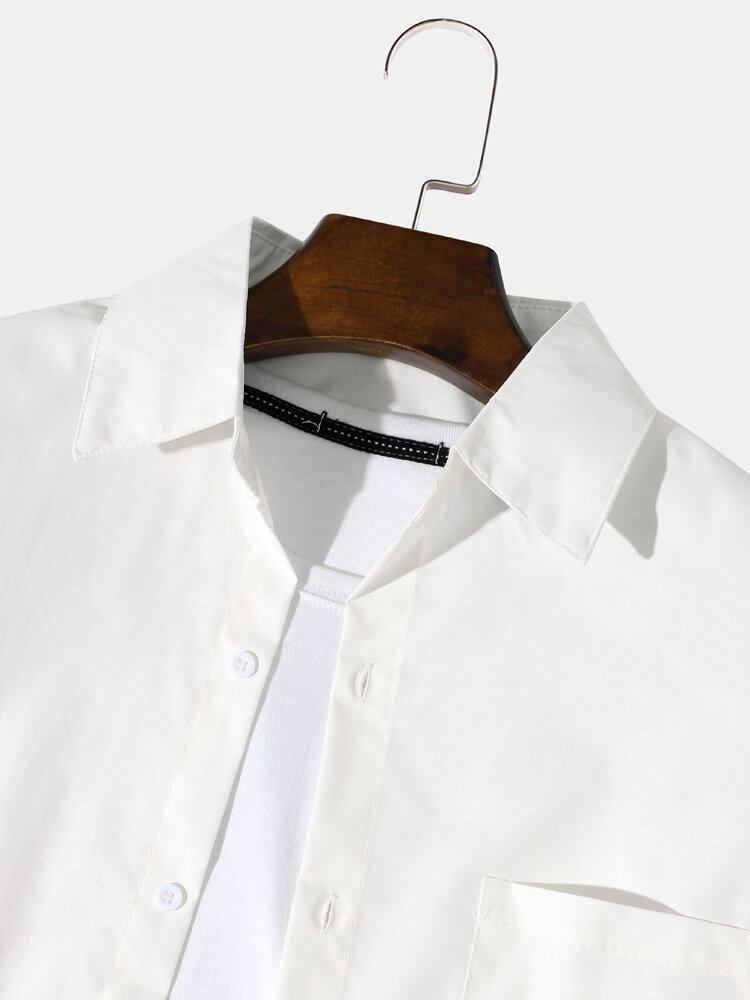 Mænds Casual Gradient Hem Lapel Button Manchet Shirt