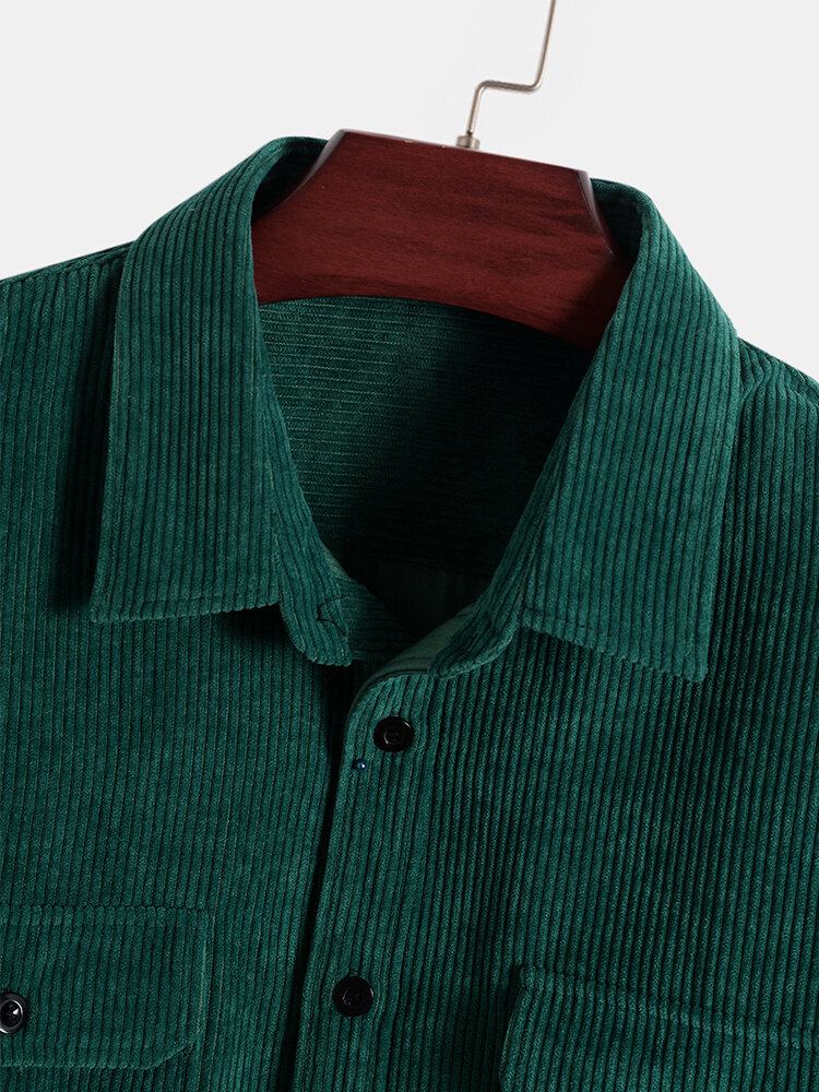 Mænds Solid Button Up Pocket Basics-skjorte