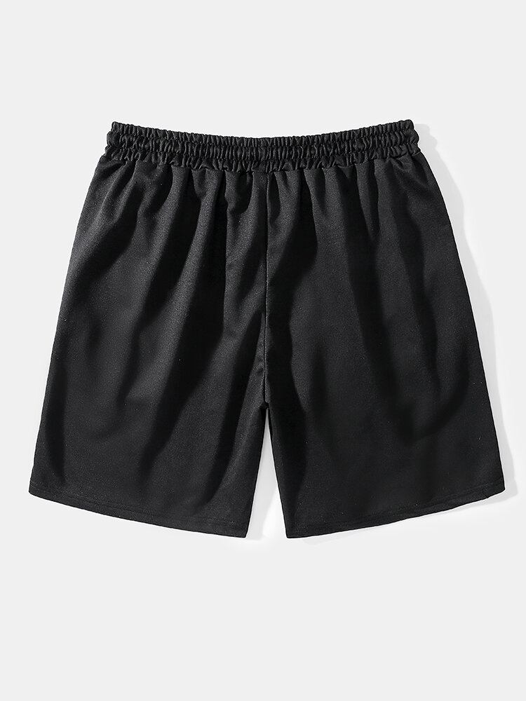 Mænds Tofarvede Hætte Med Snøre Lomme Casual Skjorter Shorts I To Dele