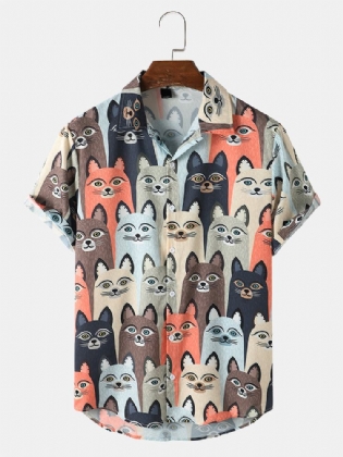 Søde Skjorter Med Tegning Af Katte Med Hundetryk Til Mænd