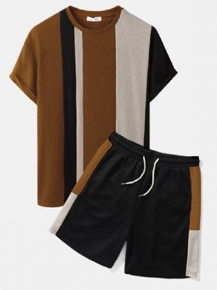 Strikkede Skjorter I Kontrastfarve Til Mænd Shorts I To Stykker