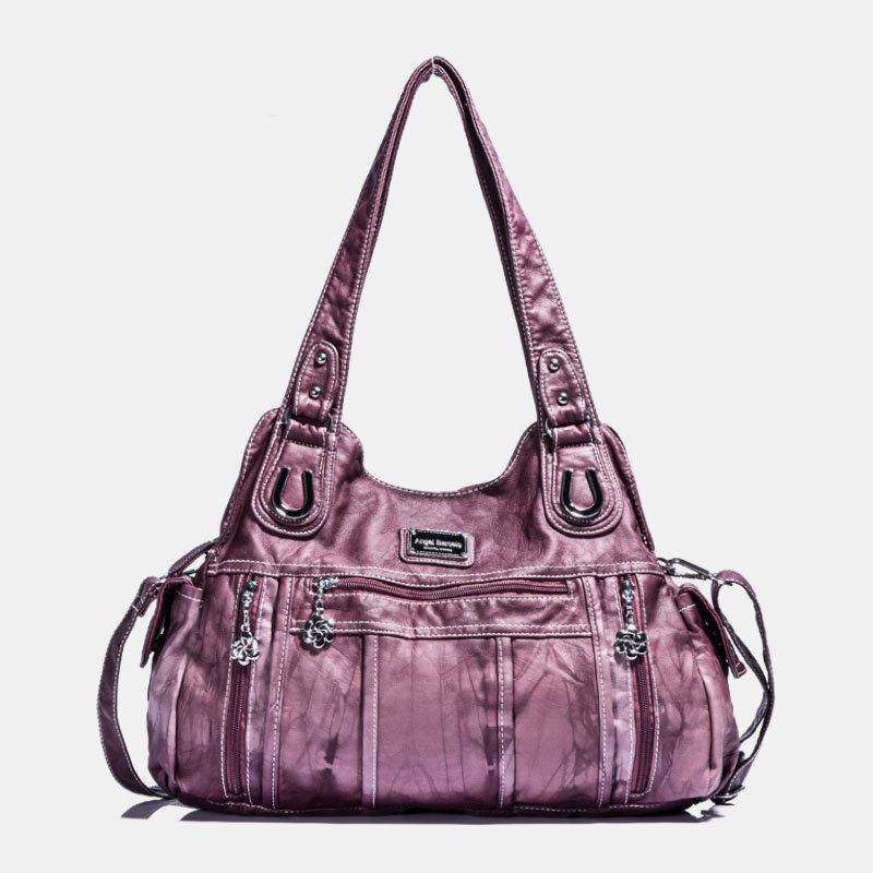 Angel Kiss Kvinder Pu Læder Multi-bære Ensfarvet Crossbody Taske Skuldertaske Tote Håndtaske