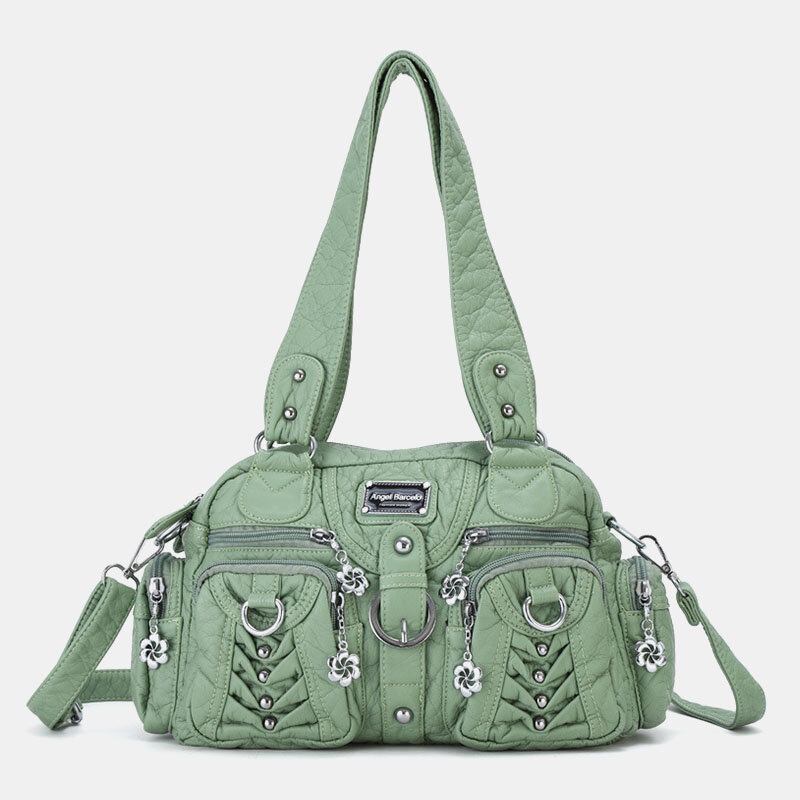 Angel Kiss Kvinder Pu Læder Multi-bære Ensfarvet Mode Casual Skuldertaske Crossbody Taske Håndtaske