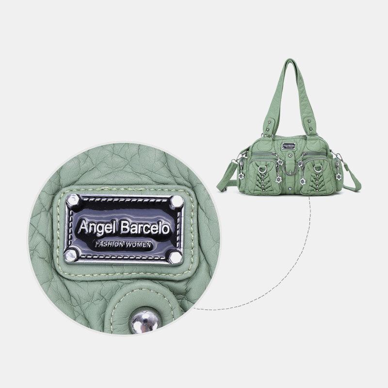 Angel Kiss Kvinder Pu Læder Multi-bære Ensfarvet Mode Casual Skuldertaske Crossbody Taske Håndtaske