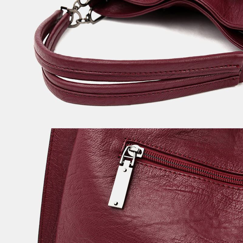 Dame Stor Kapacitet Solid Tassel Tote Taske Crossbody Taske Håndtaske