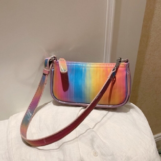 Kvinder Kontrastfarve Rainbow Creative Casual Tote Skuldertaske Håndtaske