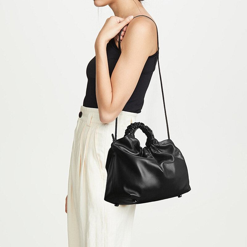 Kvinder Pu Læder Ensfarvet Shell-formet Ruched Taske Håndtaske Satchel Taske Skuldertaske Crossbody Taske