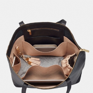 Kvinder Pu-læder Nøglering Multi-lomme Laptoptaske Med Stor Kapacitet Briefcase Business Håndtaske