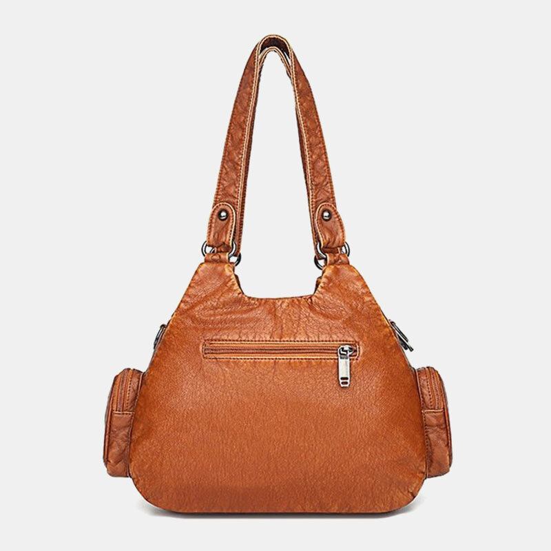 Kvinder Pu Læder Stor Kapacitet Nittedekoration Med Flere Lommer Retro Soft Tote Håndtasker Crossbody Tasker