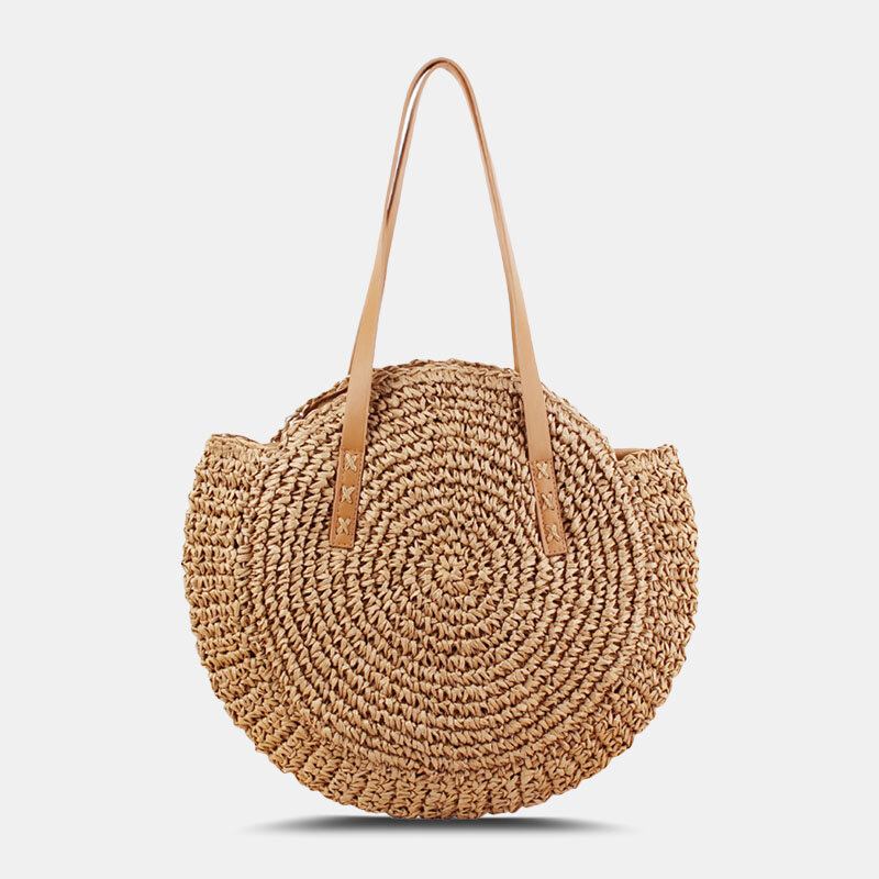 Kvinder Simplicity Stripe Straw Taske Håndtasker Tote Retro Beach Bag