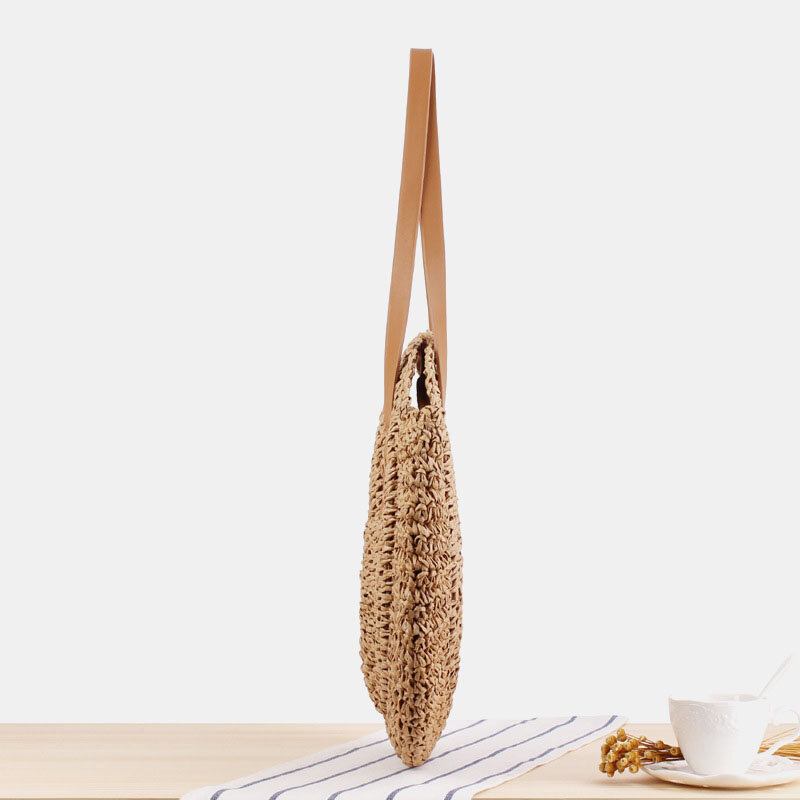 Kvinder Simplicity Stripe Straw Taske Håndtasker Tote Retro Beach Bag