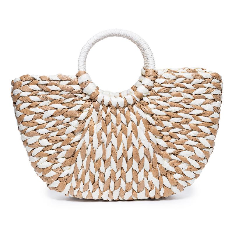 Kvinder Sommer Straw Taske Håndtaske Outdoor Casual Taske Håndtag Satchel