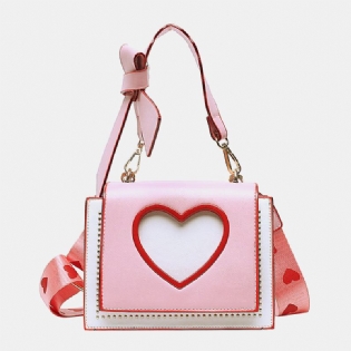 Kvinder Valentinsdag Hollow Out Love Broderet Crossbody Taske Skuldertaske Håndtaske