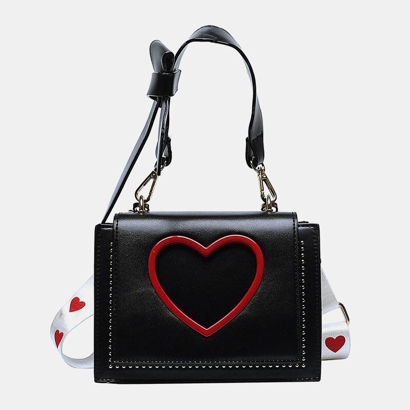 Kvinder Valentinsdag Hollow Out Love Broderet Crossbody Taske Skuldertaske Håndtaske