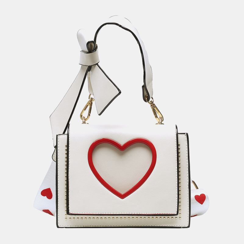 Kvinder Valentinsdag Hollow Out Love Broderet Crossbody Taske Skuldertaske Håndtaske