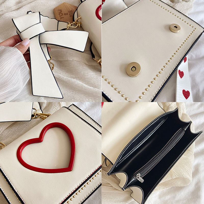 Kvinder Valentinsdag Hollow Out Love Broderet Crossbody Taske Skuldertaske Håndtaske