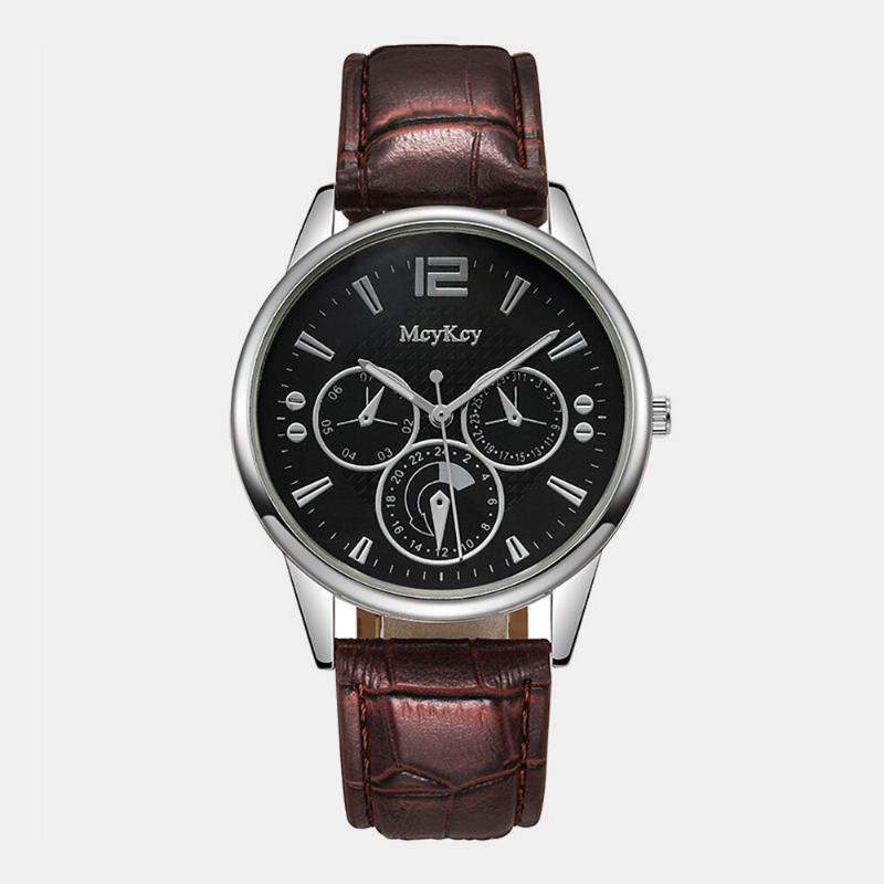 4 Farver Mænds Rustfrit Stål Business Casual Pu Læderrem Quartz Watch