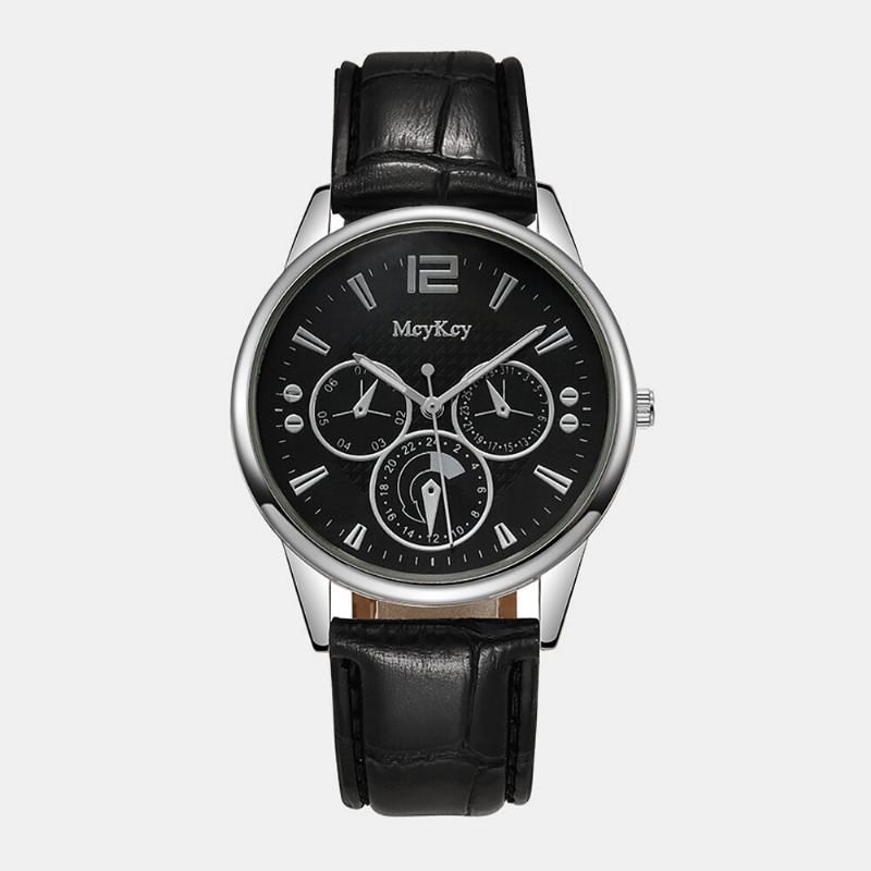 4 Farver Mænds Rustfrit Stål Business Casual Pu Læderrem Quartz Watch