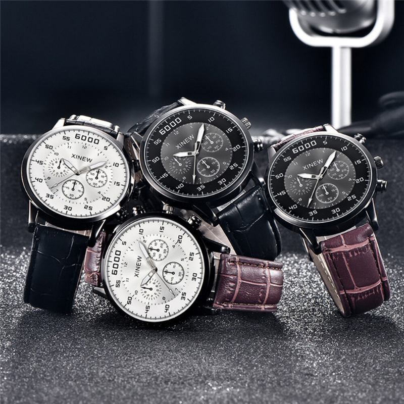 4 Farver Rustfrit Stål Læderrem Herre Simple Business Multifunktionelt Pin Spænde Quartz Watch