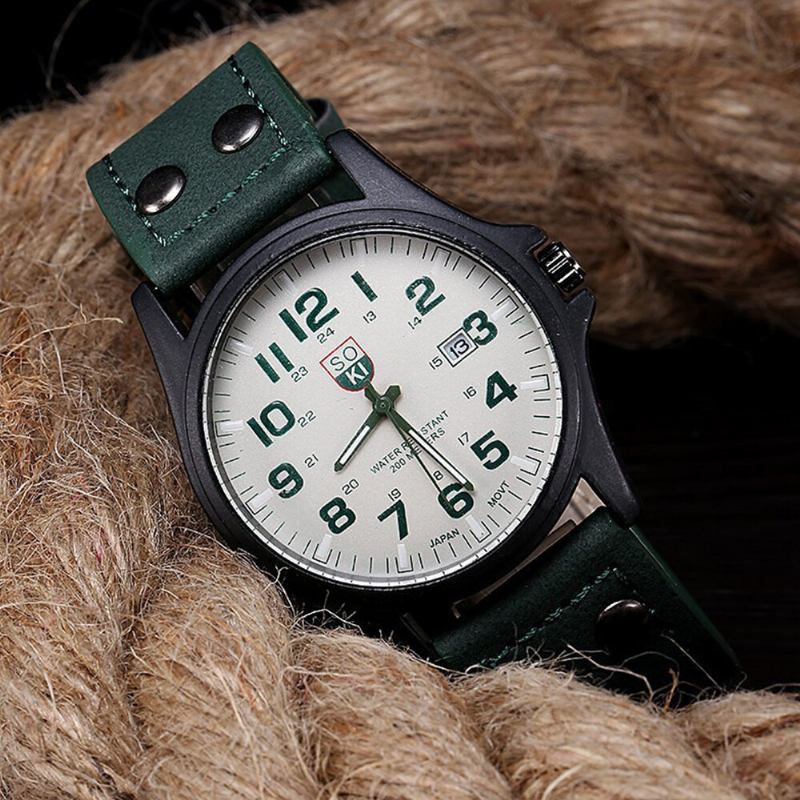 5 Farver Rustfrit Stål Casual Simple Personality Calendar Frosted Kunstig Rem Quartz Watch