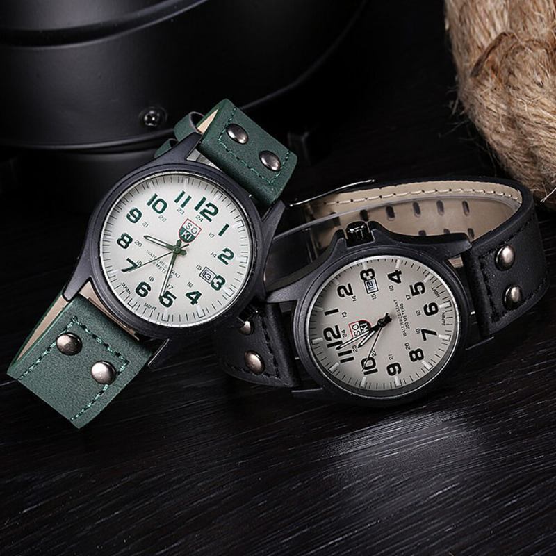 5 Farver Rustfrit Stål Casual Simple Personality Calendar Frosted Kunstig Rem Quartz Watch