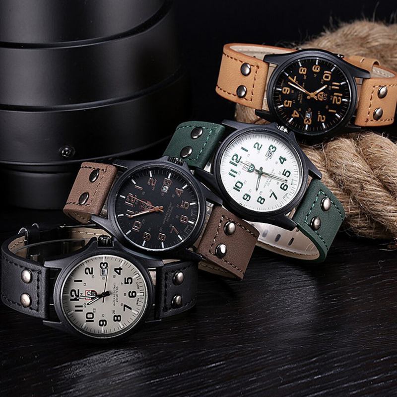 5 Farver Rustfrit Stål Casual Simple Personality Calendar Frosted Kunstig Rem Quartz Watch