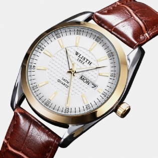 8 Farver Rustfrit Stål Par Business Casual Simple Kunstlæderrem Quartz Watch