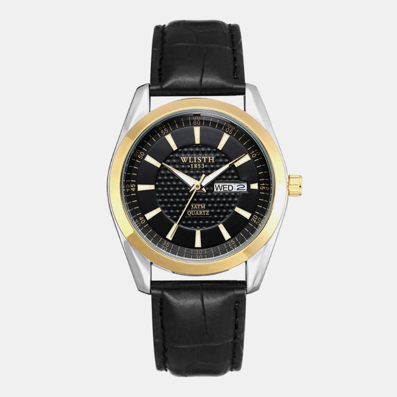 8 Farver Rustfrit Stål Par Business Casual Simple Kunstlæderrem Quartz Watch