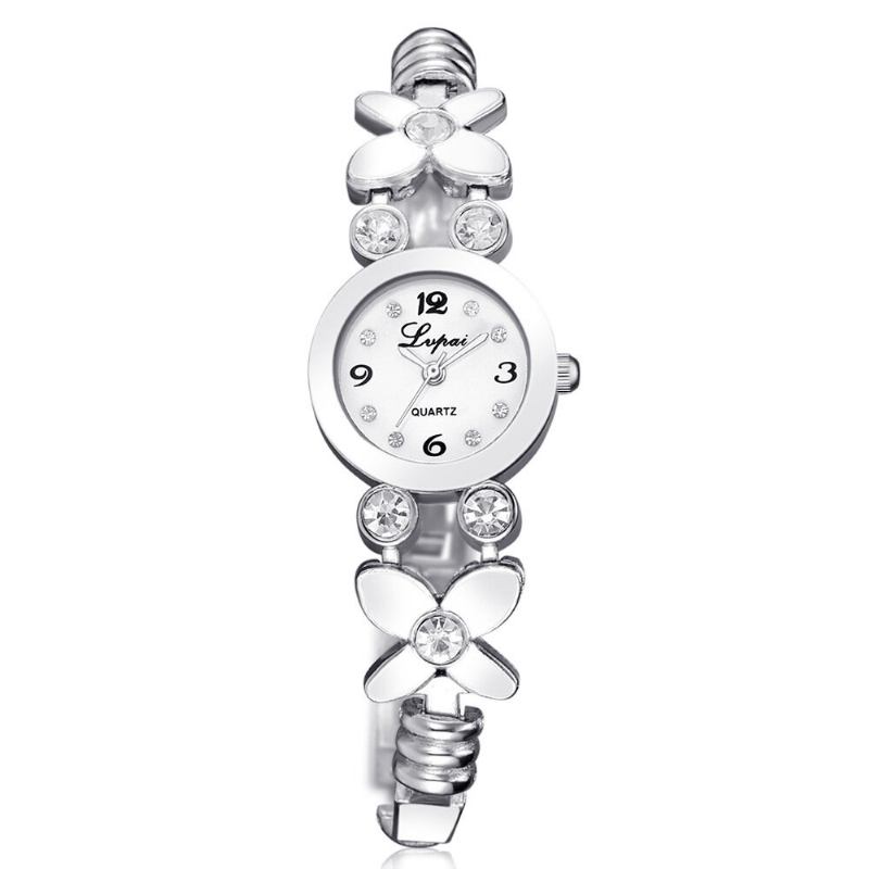 Blomsterkjole Dame Armbåndsur Crystal Diamond Small Dial Quartz Watch