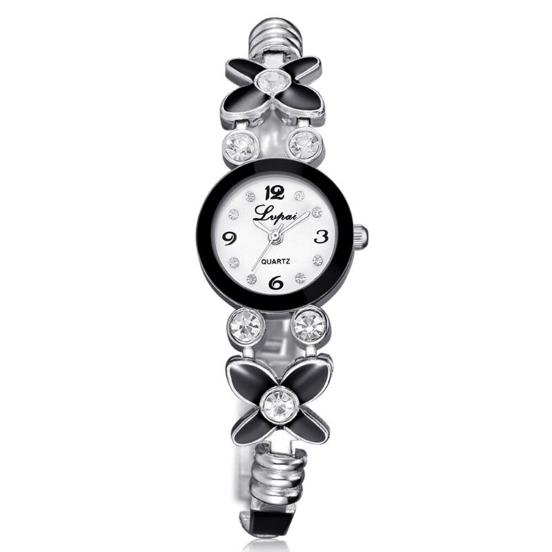 Blomsterkjole Dame Armbåndsur Crystal Diamond Small Dial Quartz Watch