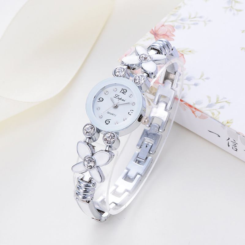 Blomsterkjole Dame Armbåndsur Crystal Diamond Small Dial Quartz Watch