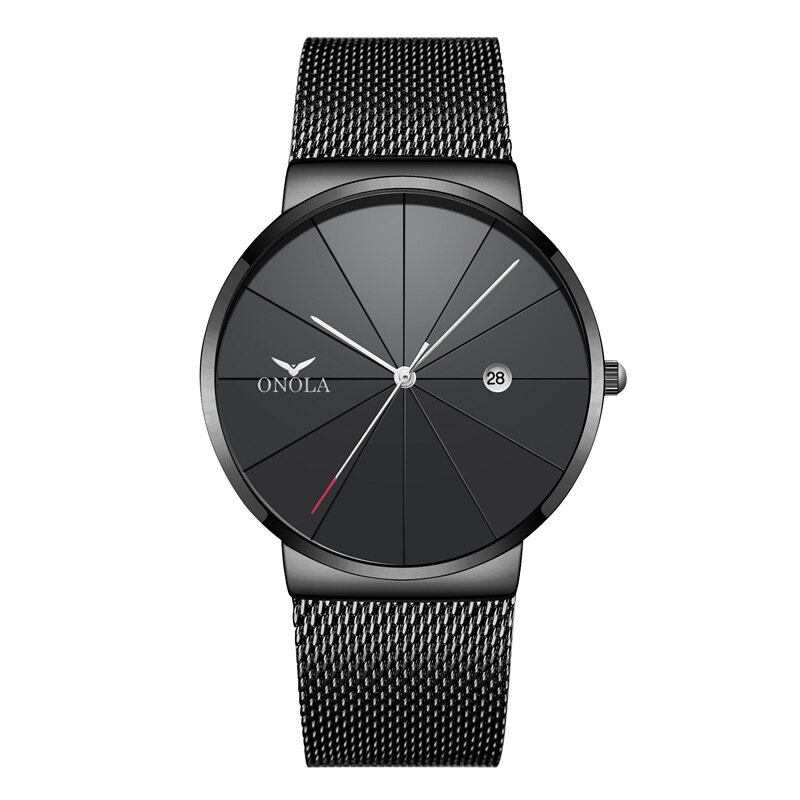 Business Casual Aloy Mesh Band Kalender Vandtæt Herre Quartz Watch Armbåndsur