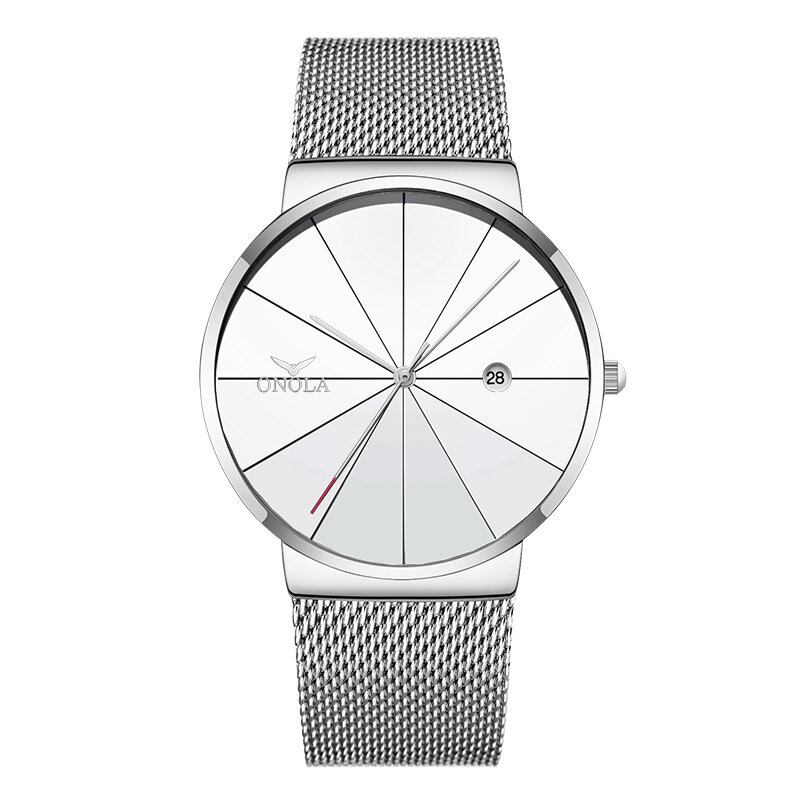 Business Casual Aloy Mesh Band Kalender Vandtæt Herre Quartz Watch Armbåndsur