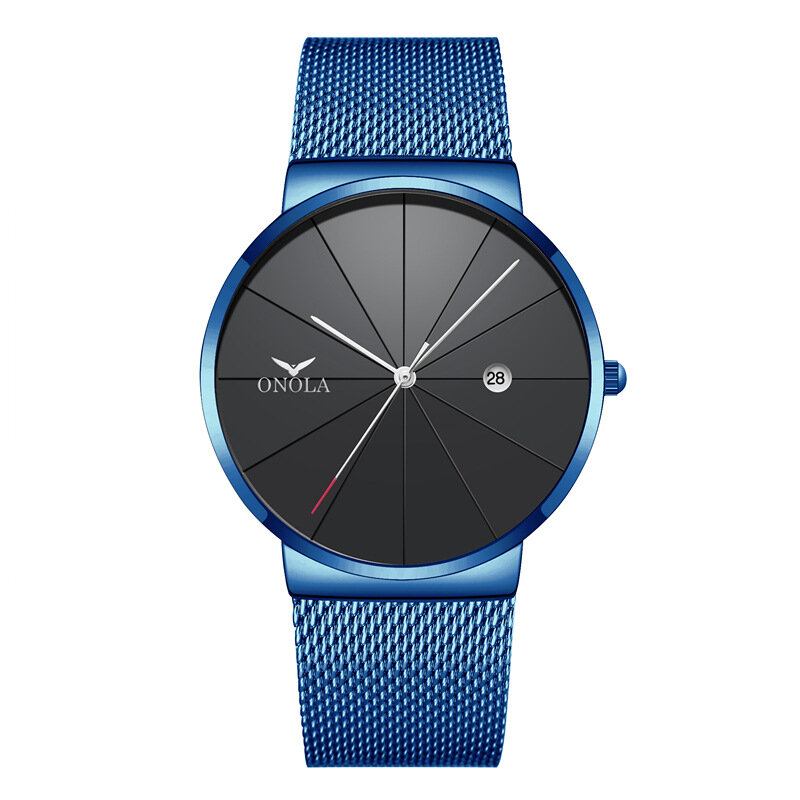 Business Casual Aloy Mesh Band Kalender Vandtæt Herre Quartz Watch Armbåndsur