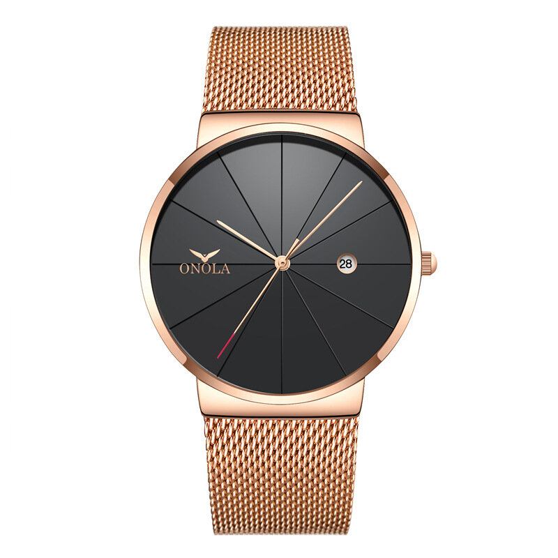 Business Casual Aloy Mesh Band Kalender Vandtæt Herre Quartz Watch Armbåndsur