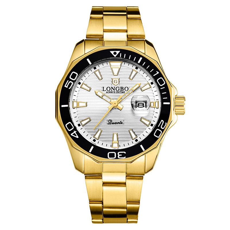 Business Fashion Lysende Display Kalender Stålbånd 3atm Vandtæt Herrearmbåndsur Quartz Watch