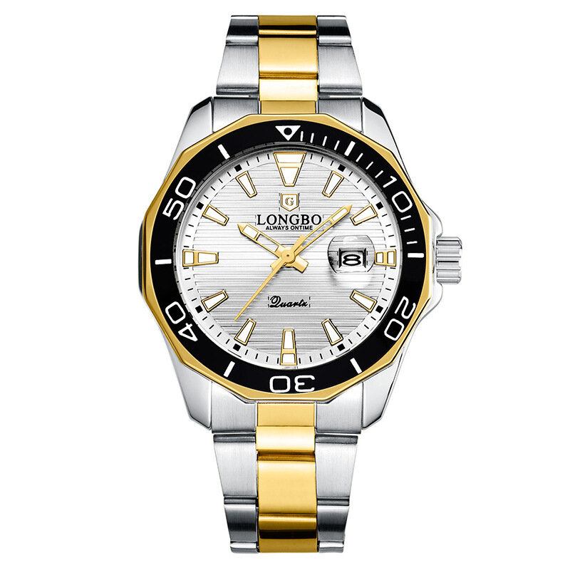 Business Fashion Lysende Display Kalender Stålbånd 3atm Vandtæt Herrearmbåndsur Quartz Watch