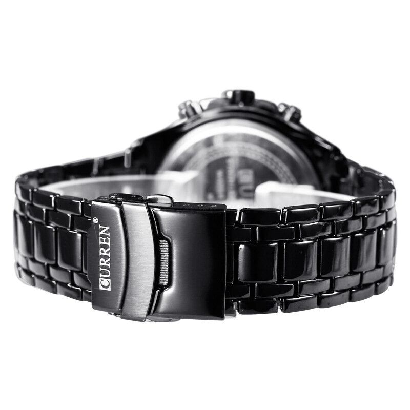 Business Fashion Time Display Rustfrit Stål Bånd 3atm Vandtæt Mænd Armbåndsur Quartz Watch